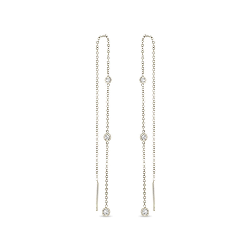 Zoë Chicco 14k Gold Graduated Floating Diamond Chain Threader Earrings