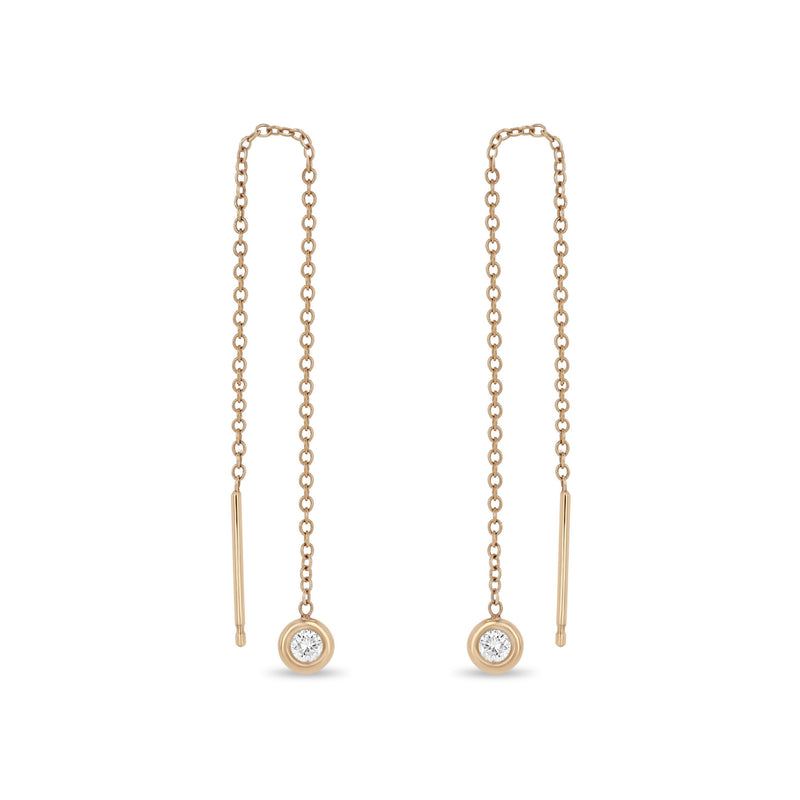 Zoë Chicco 14k Rose Gold Floating Diamond Threader Earrings