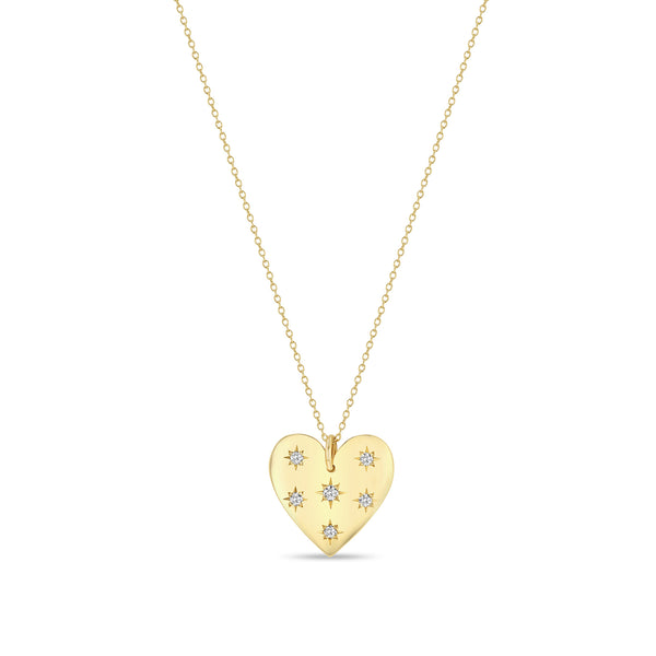 Zoë Chicco 14k Gold Scattered Star Set Diamonds Aura Heart Necklace