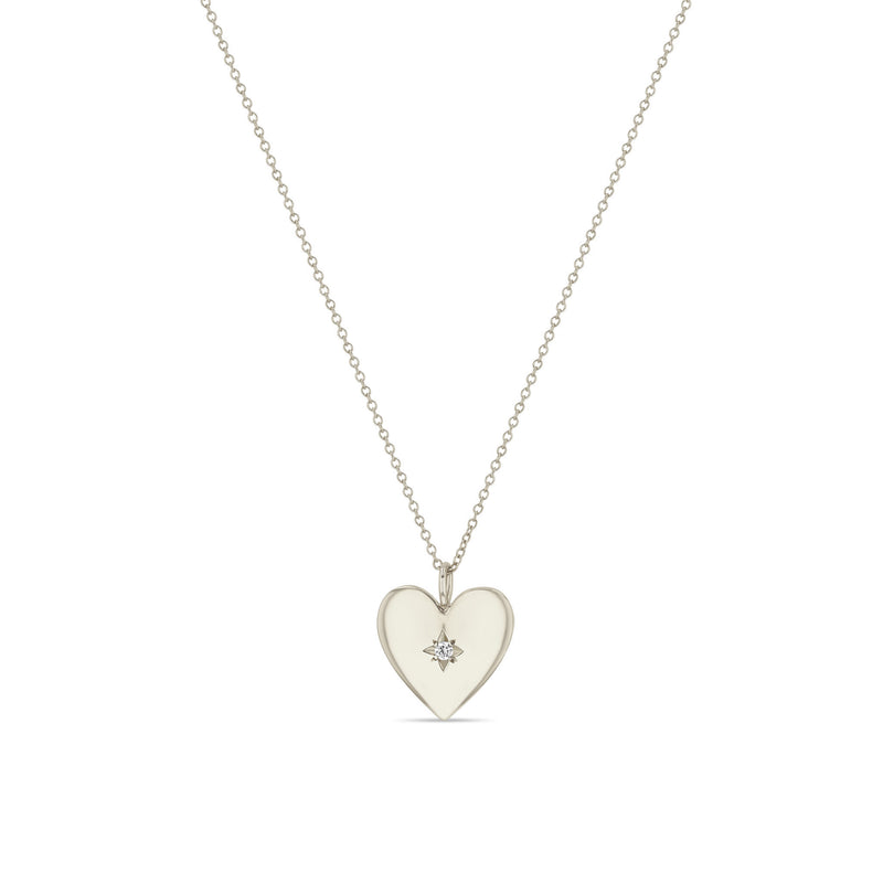Zoë Chicco 14k Gold Star Set Diamond Small Aura Heart Necklace