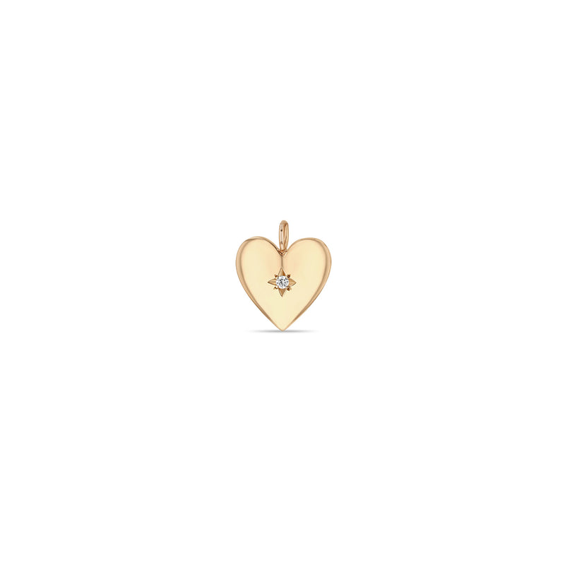 Zoë Chicco 14k Gold Star Set Diamond Small Aura Heart Charm Pendant