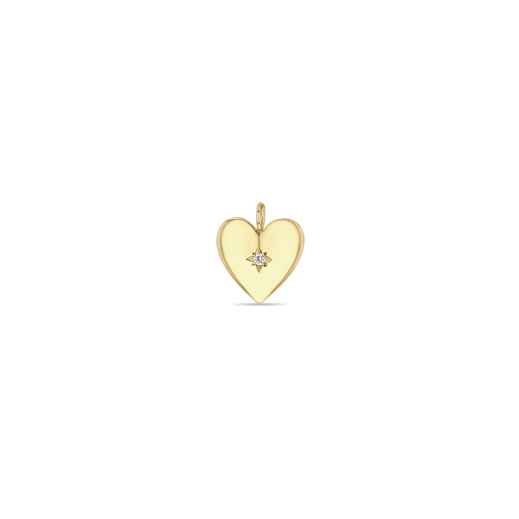 Zoë Chicco 14k Gold Star Set Diamond Small Aura Heart Charm Pendant