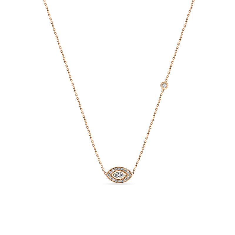 Zoë Chicco 14k Rose Gold Marquise Diamond Halo Necklace