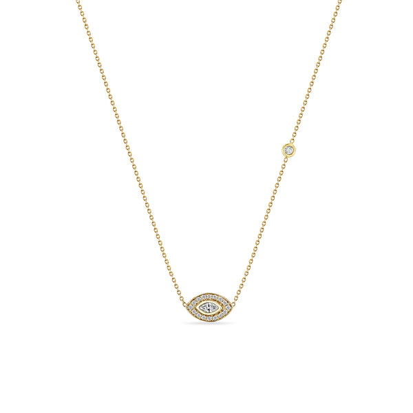 Zoë Chicco 14k Yellow Gold Marquise Diamond Halo Necklace