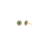 Zoë Chicco 14k Gold Round Emerald & Diamond Halo Stud Earrings