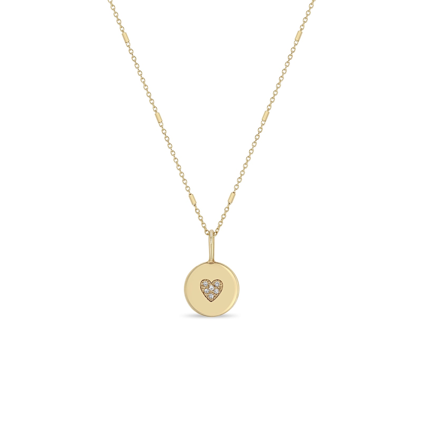 Zoë Chicco 14kt Gold Pavé Diamond Heart Disc Necklace – ZOË CHICCO