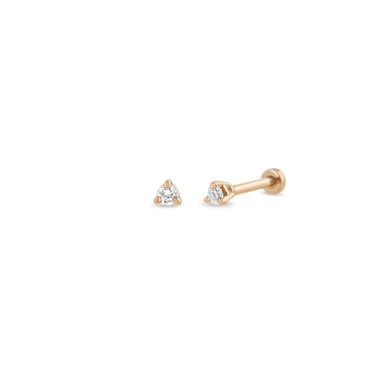 Zoë Chicco 14k Gold 2mm Prong Diamond Solitaire Flat Back Stud Earrings