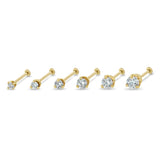 Size comparison image of 1.7mm - 3.8mm prong set round diamond solitaire stud earrings with flat backs