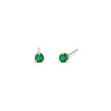 Zoë Chicco 14k White Gold Emerald Prong Stud Earrings | May Birthstone