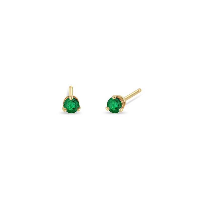 Zoë Chicco 14k Yellow Gold Emerald Prong Stud Earrings | May Birthstone