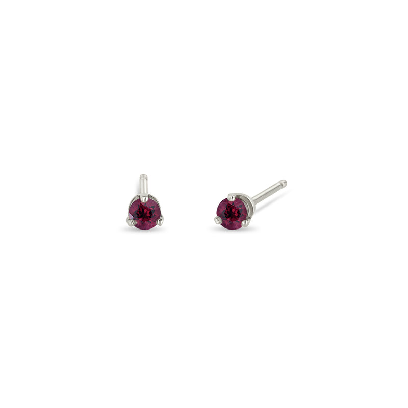 Zoë Chicco 14k White Gold Garnet Prong Stud Earrings | January Birthstone