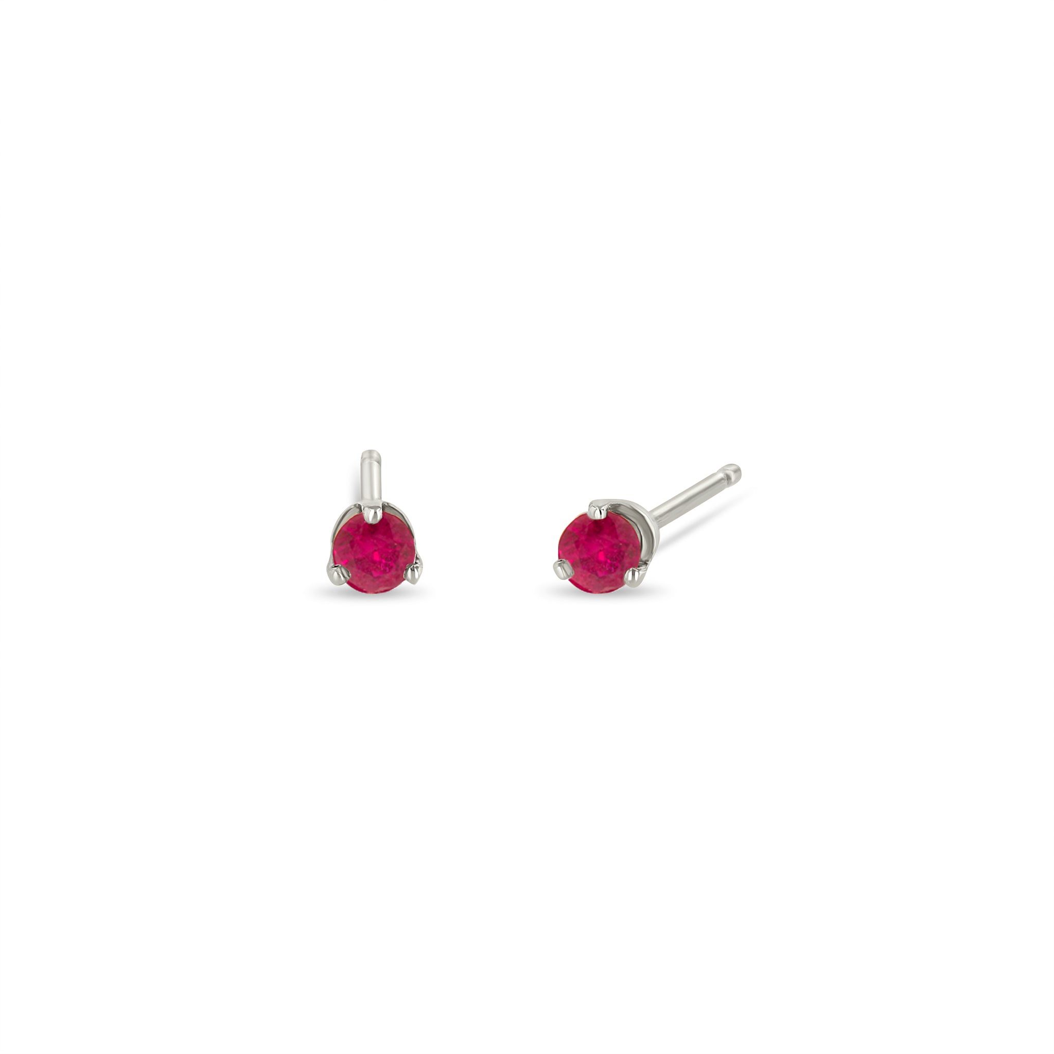 Zoë Chicco 14k White Gold Small Ruby Prong Stud Earrings | July Birthstone