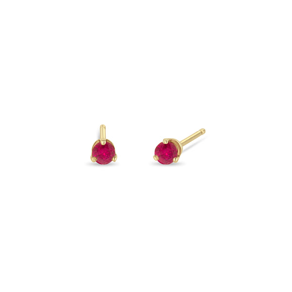 Zoë Chicco 14k Yellow Gold Small Ruby Prong Stud Earrings | July Birthstone