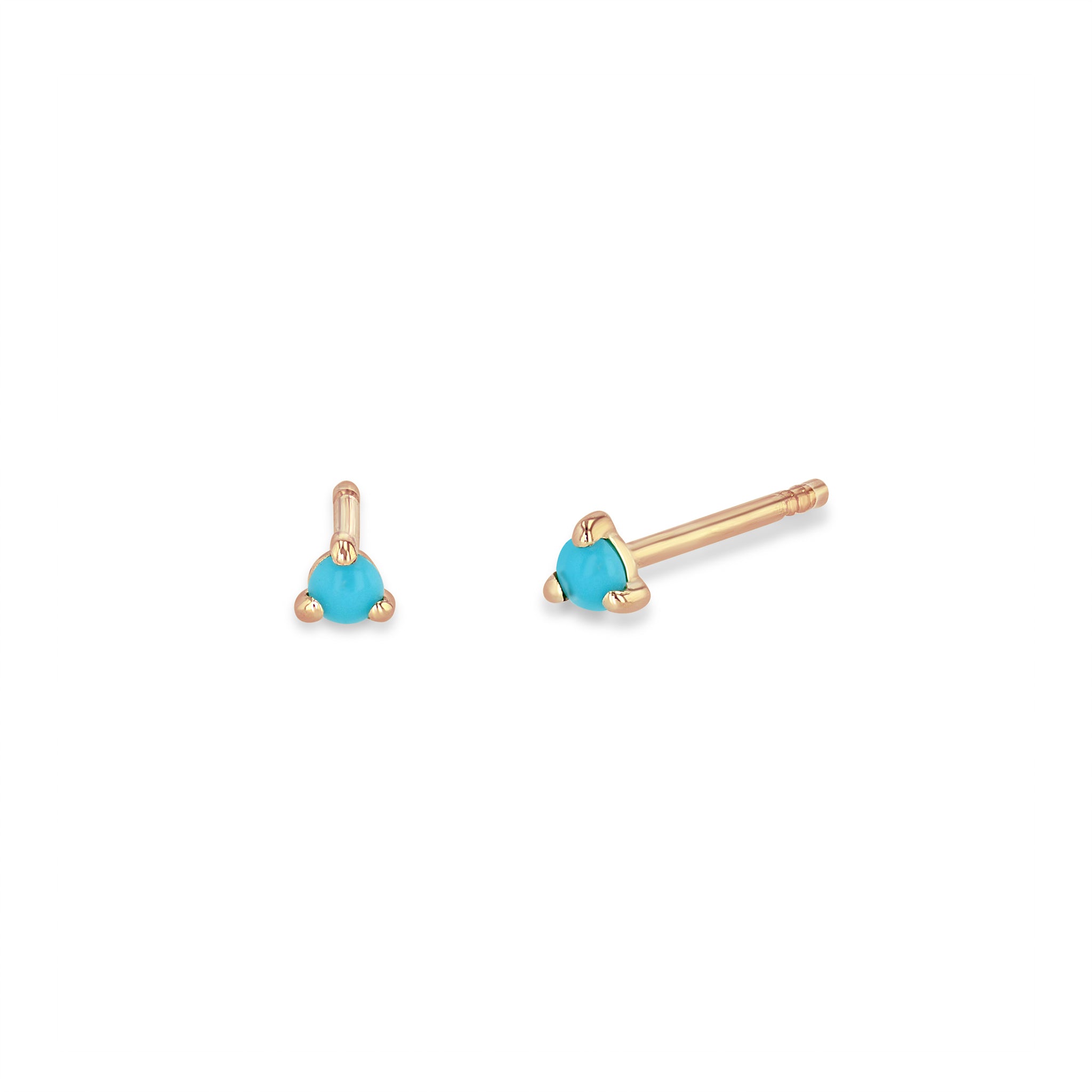 Zoë Chicco 14k Rose Gold Turquoise Prong Stud Earrings | December Birthstone