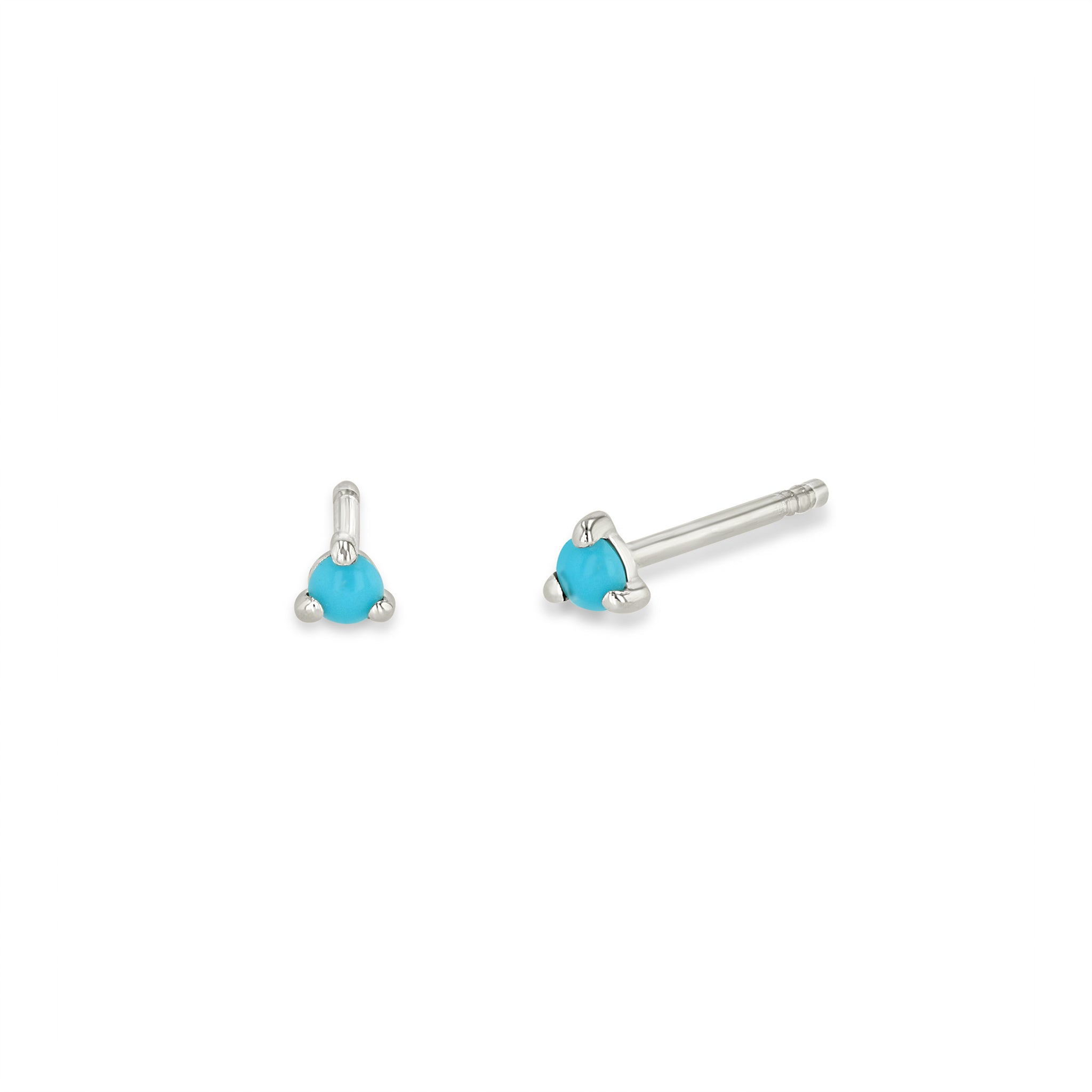 Zoë Chicco 14k White Gold Turquoise Prong Stud Earrings | December Birthstone