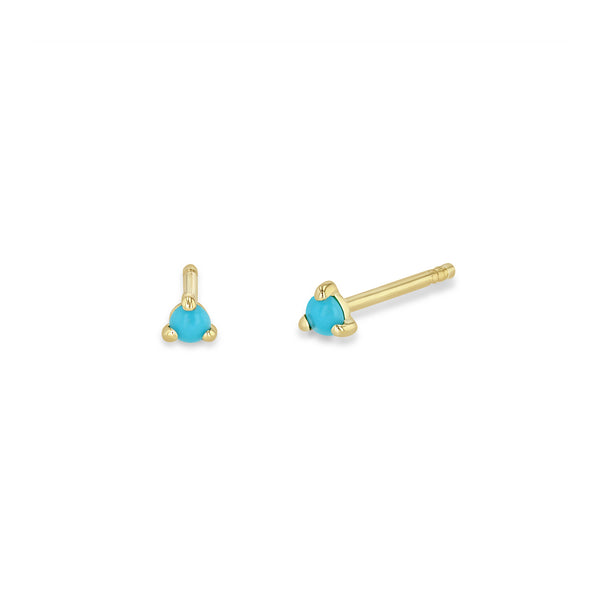 Zoë Chicco 14k Yellow Gold Turquoise Prong Stud Earrings | December Birthstone