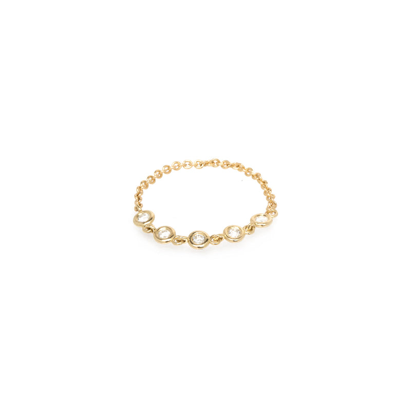 Zoë Chicco 14K Gold Small Single Floating Diamond Chain Ring 14K White Gold / 7