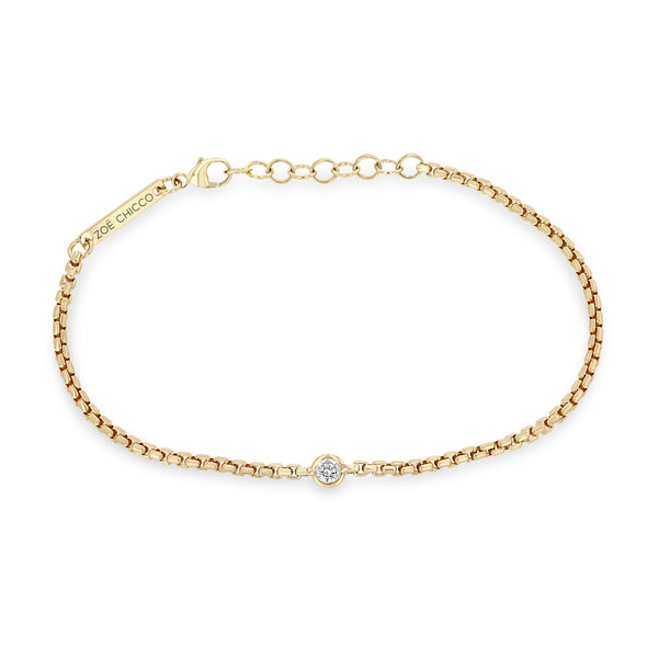 Zoë Chicco 14k Gold Floating Diamond Small Box Chain Bracelet