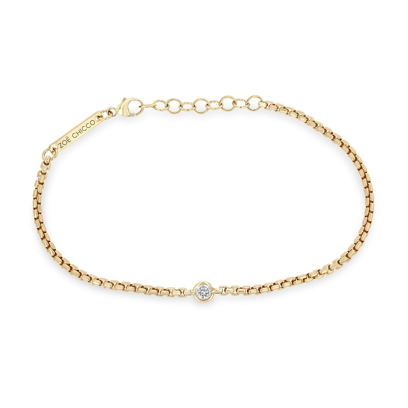 Zoë Chicco 14k Gold Floating Diamond Small Box Chain Bracelet