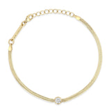 top down view of a Zoë Chicco 14k Gold Large Floating Diamond Small Snake Chain Bracelet