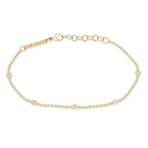 Zoë Chicco 14k Gold 5 Floating Diamond Station Bead Chain Bracelet