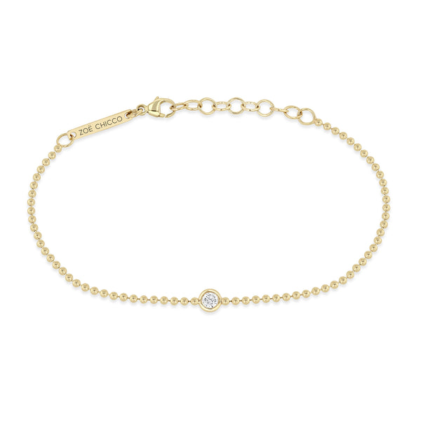 Zoë Chicco 14k Gold Floating Diamond Solitaire Bead Chain Bracelet