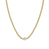 Zoë Chicco 14k Gold Large Floating Diamond Small Snake Chain Necklace