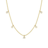 Zoë Chicco 14k Gold 5 Dangling Floating Diamond Station Bead Chain Necklace