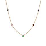 Zoë Chicco 14k Gold 5 Rainbow Floating Gemstone Station Necklace