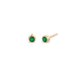 Zoë Chicco 14k Rose Gold Bezel Set Emerald Stud Earrings