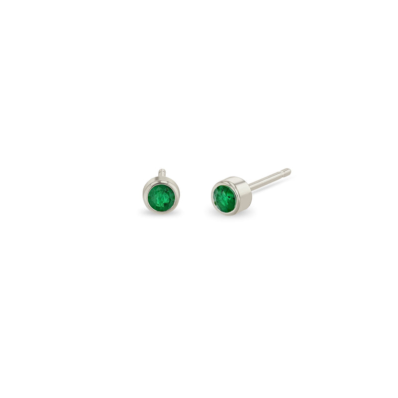 Zoë Chicco 14k White Gold Bezel Set Emerald Stud Earrings