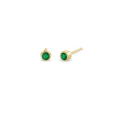 Zoë Chicco 14k Yellow Gold Bezel Set Emerald Stud Earrings