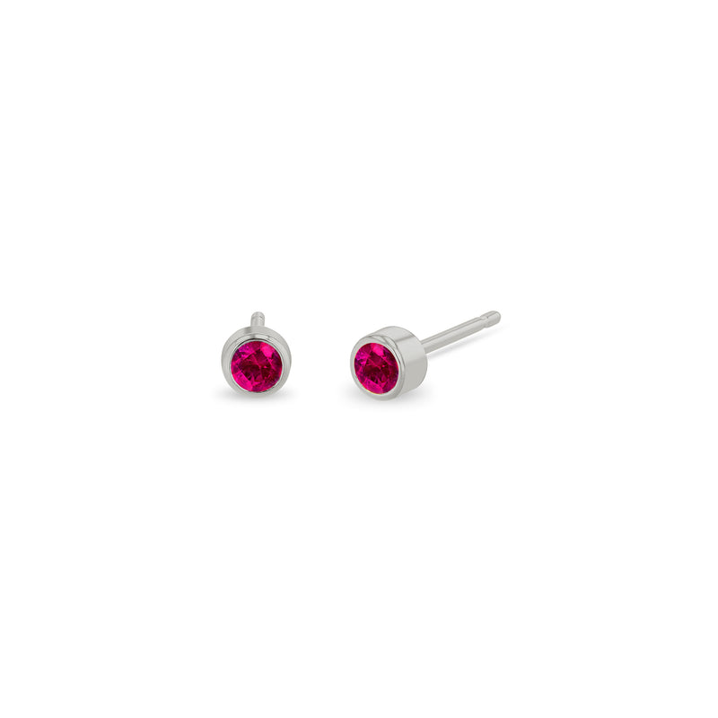 Zoë Chicco 14k White Gold Ruby Bezel Stud Earrings