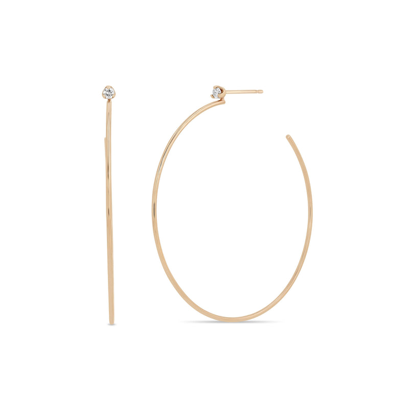 Zoë Chicco 14k Rose Gold Large Prong Diamond Hoop Earrings