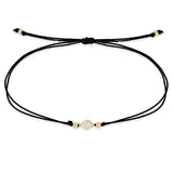 Zoë Chicco 14k Gold Floating Diamond Solitaire Cord Black Bracelet