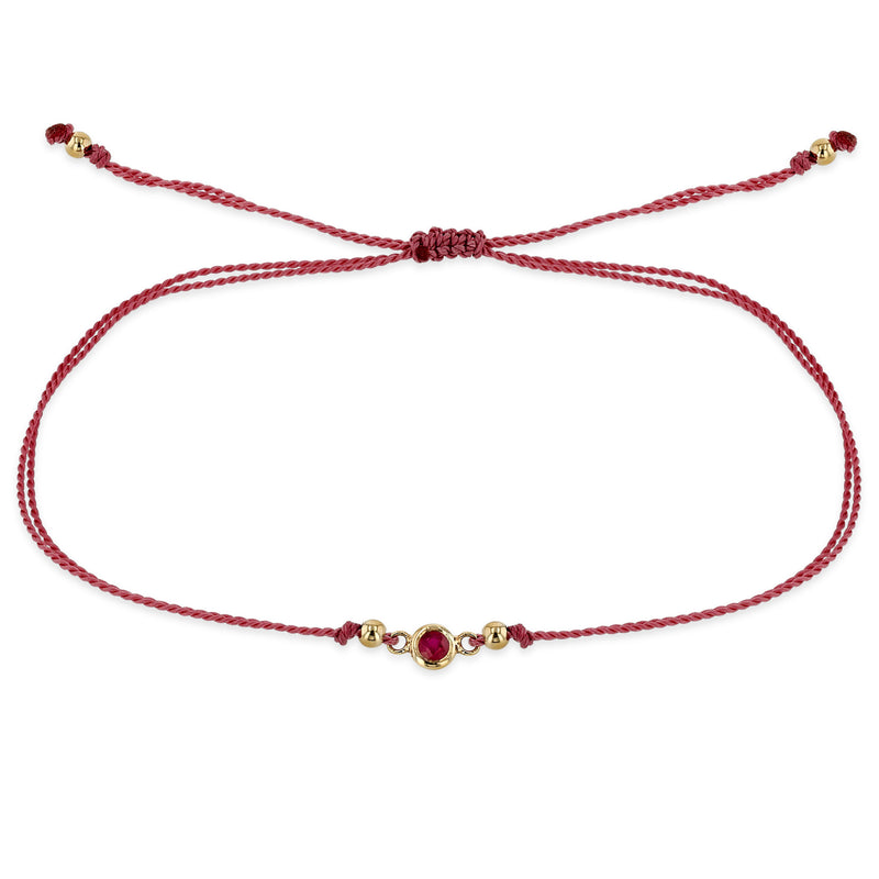 Zoë Chicco 14k Gold Floating Ruby Solitaire Cord Bracelet