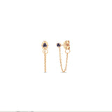 Zoë Chicco 14k Gold Prong Set Blue Sapphire Chain Huggie Earrings