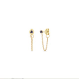 Zoë Chicco 14k Gold Prong Set Blue Sapphire Chain Huggie Earrings