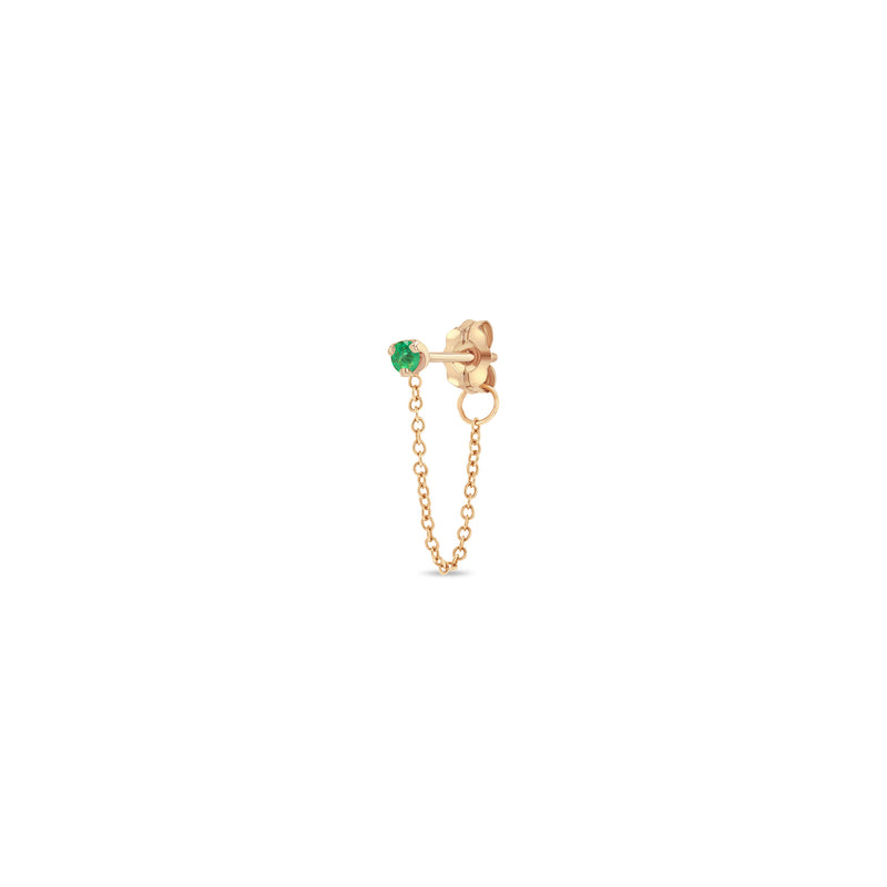 Single Zoë Chicco 14k Gold Prong Set Emerald Chain Huggie Earring