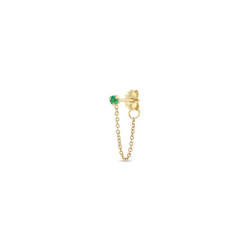 Single Zoë Chicco 14k Gold Prong Set Emerald Chain Huggie Earring