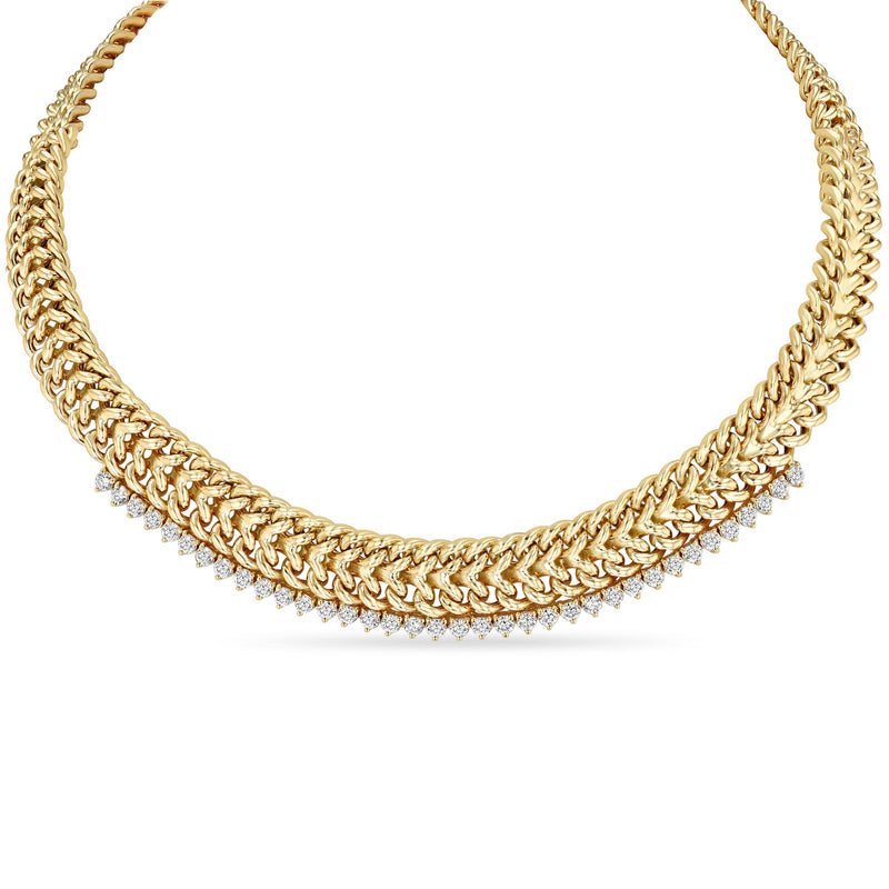 Zoë Chicco 14k Gold Diamond Tennis Double Wide Curb Chain Necklace