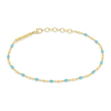 Zoë Chicco 14k Gold & Turquoise Enamel Tube Bar Chain Bracelet