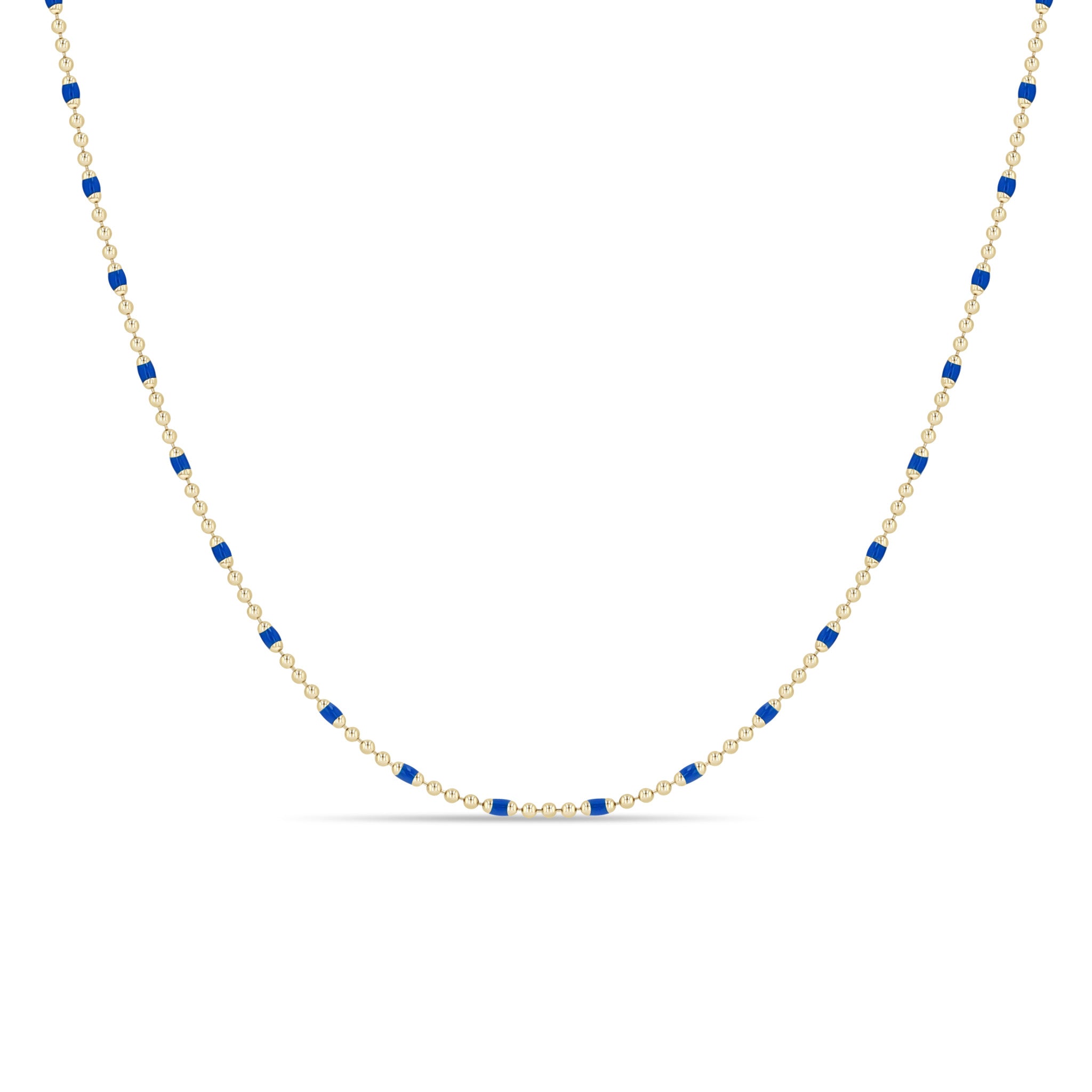 Zoe Chicco 14k Gold & Lapis Blue Enamel Tube Bar Chain Necklace