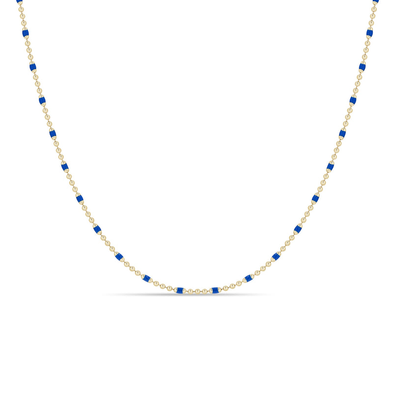 Zoe Chicco 14k Gold & Lapis Blue Enamel Tube Bar Chain Necklace