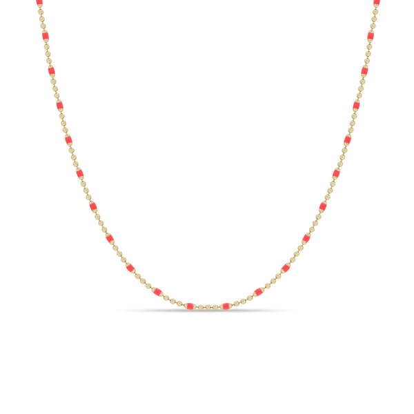 Zoë Chicco 14k Gold & Neon Pink Enamel Tube Bar Chain Necklace