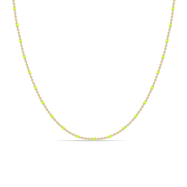 Zoë Chicco 14k Gold & Neon Yellow Enamel Tube Bar Chain Necklace