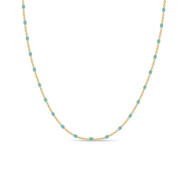 Zoë Chicco 14k Gold & Turquoise Enamel Tube Bar Chain Necklace