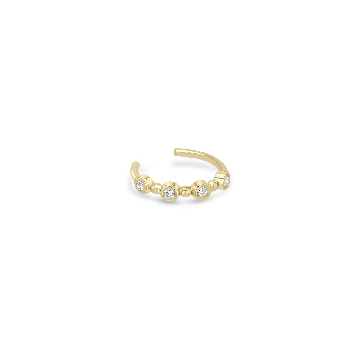 Zoe Chicco 14k Gold Bead & Bezel Diamond Ear Cuff on a white background