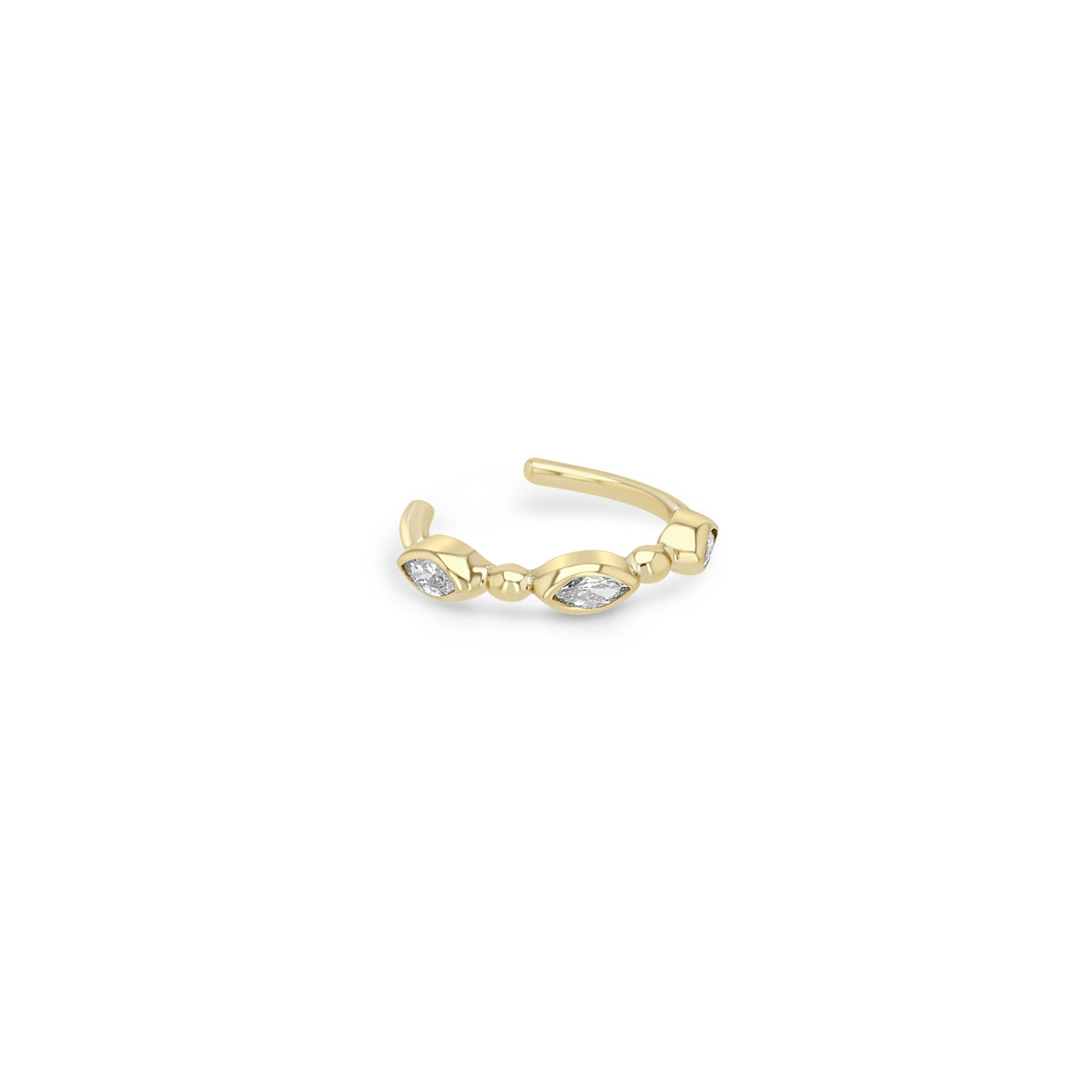 Zoe Chicco 14k Gold Marquise Diamond & Bead Ear Cuff on a white background
