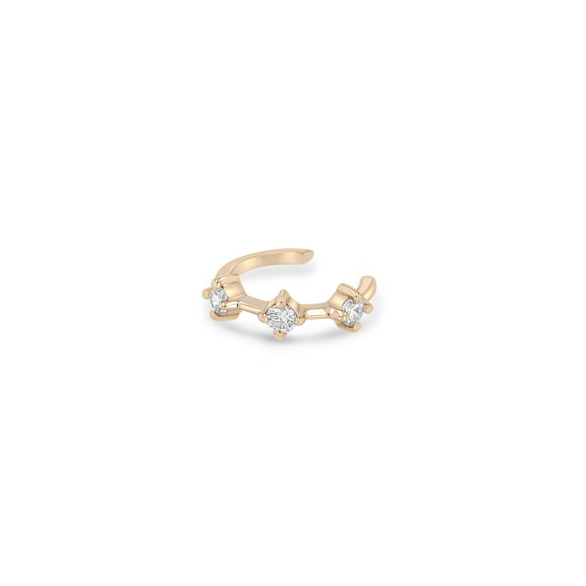 Zoe Chicco 14k Rose Gold 3 Prong Diamond Dash Ear Cuff on a white background